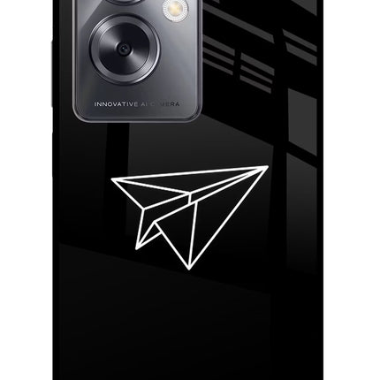 Paper Plane White Oppo A79 5G Glass Case Back Cover by Casekaro
