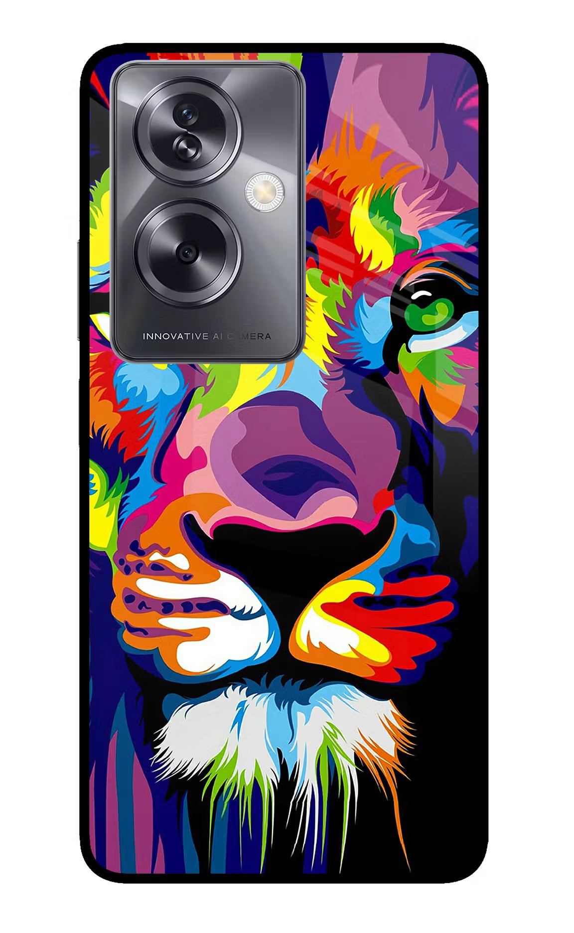 Lion Oppo A79 5G Glass Case Back Cover by Casekaro