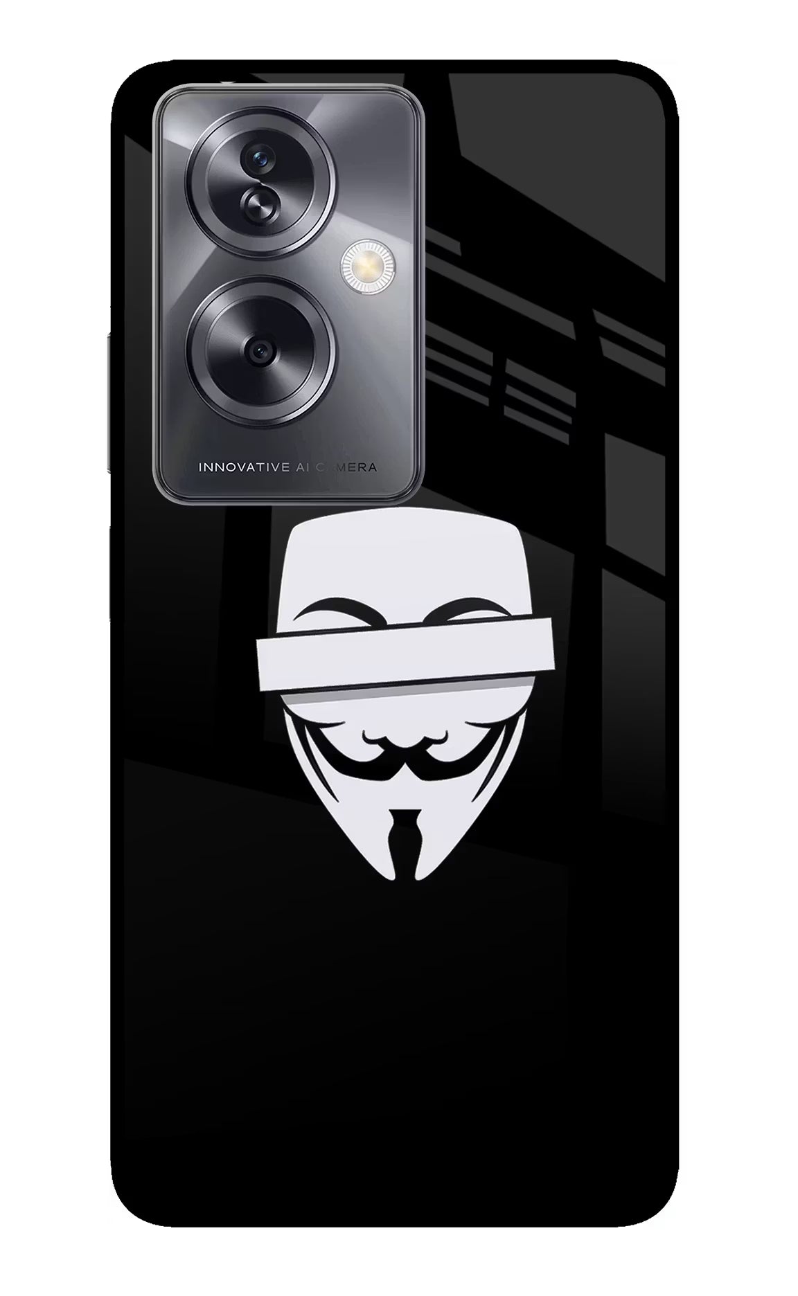 Anonymous Face Oppo A79 5G Glass Case Back Cover by Casekaro