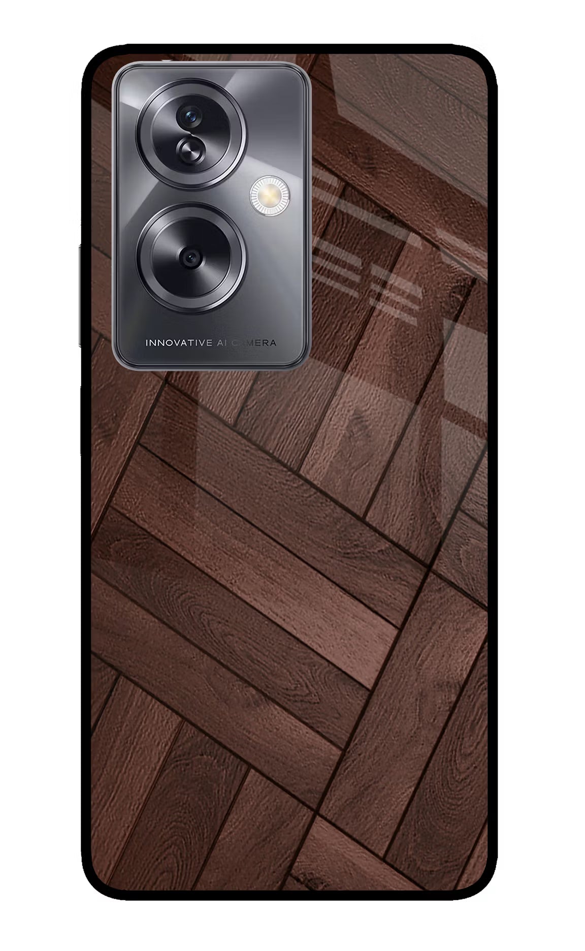 Wooden Texture Design Oppo A79 5G Glass Case Back Cover by Casekaro