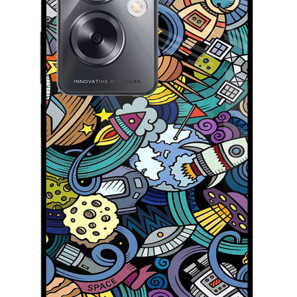 Space Abstract Oppo A79 5G Glass Case Back Cover by Casekaro