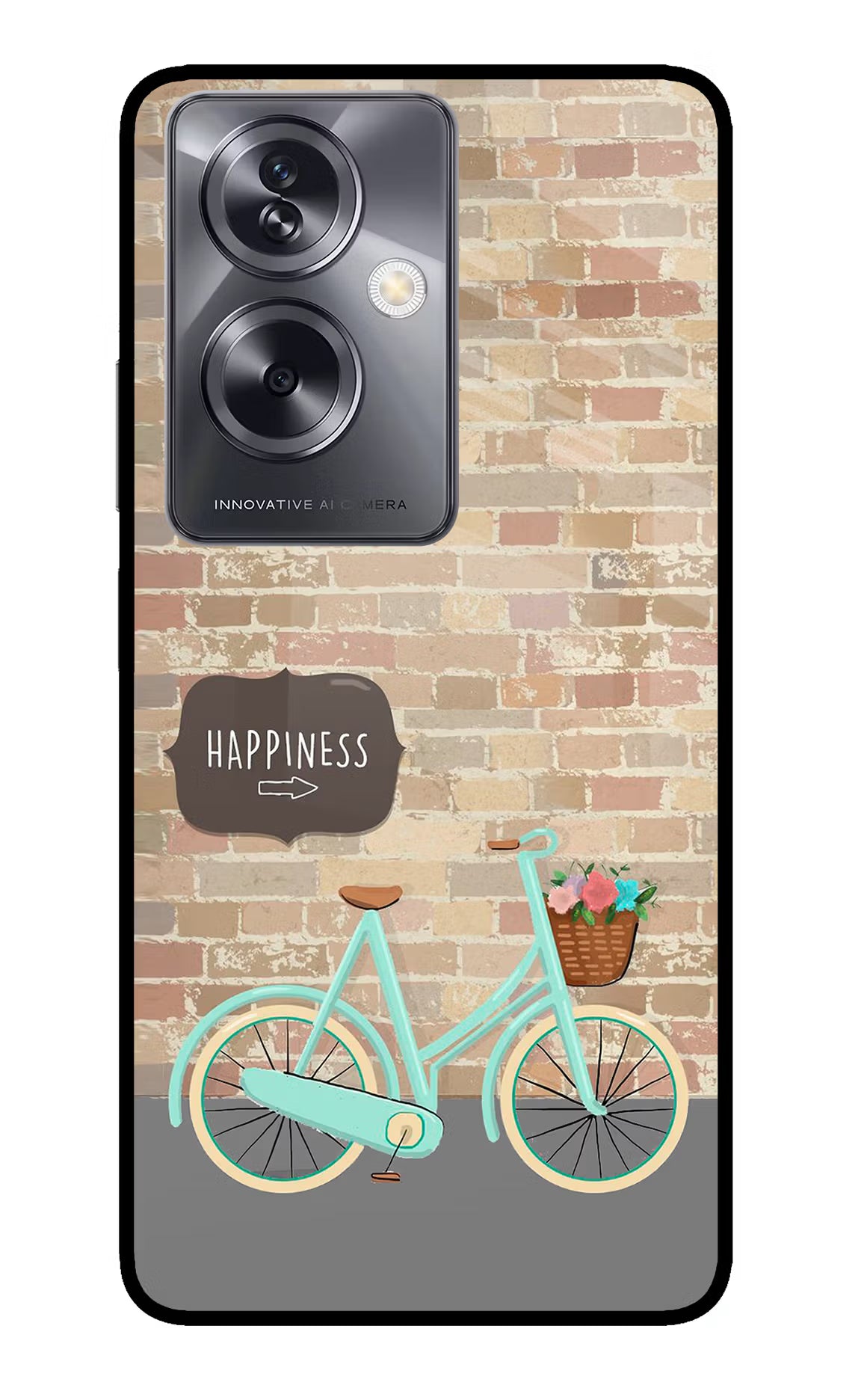 Happiness Artwork Oppo A79 5G Glass Case Back Cover by Casekaro