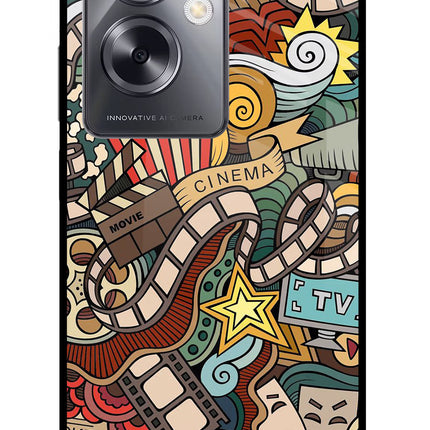 Cinema Abstract Oppo A79 5G Glass Case Back Cover by Casekaro