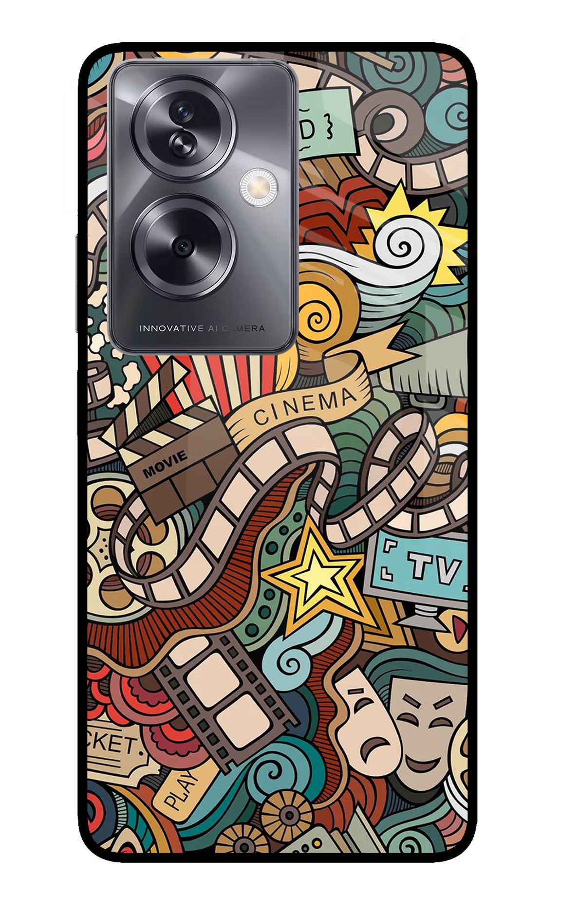 Cinema Abstract Oppo A79 5G Glass Case Back Cover by Casekaro
