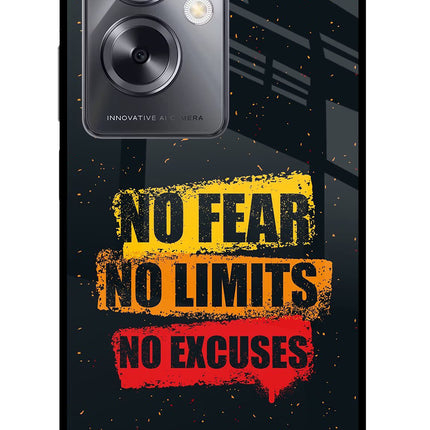 No Fear No Limits No Excuse Oppo A79 5G Glass Case Back Cover by Casekaro