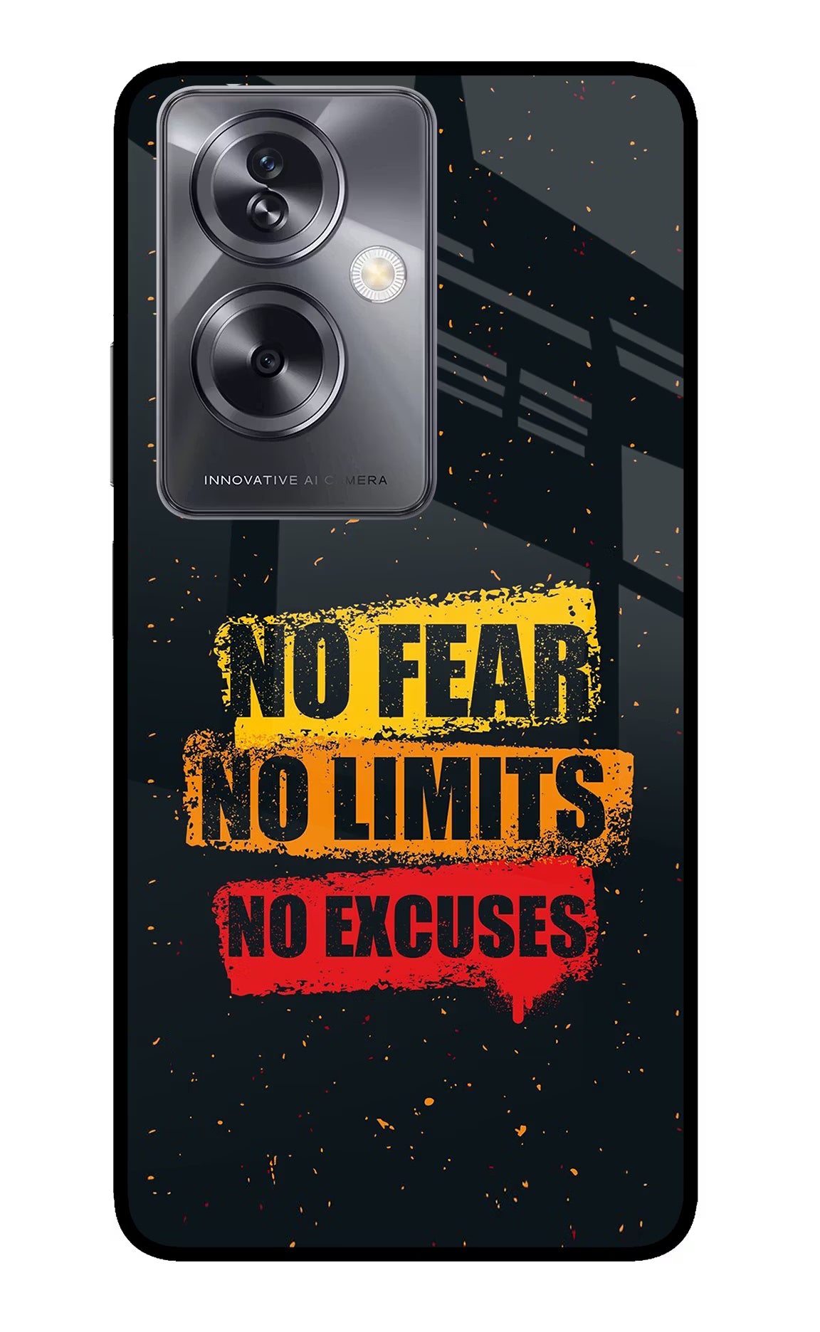 No Fear No Limits No Excuse Oppo A79 5G Glass Case Back Cover by Casekaro