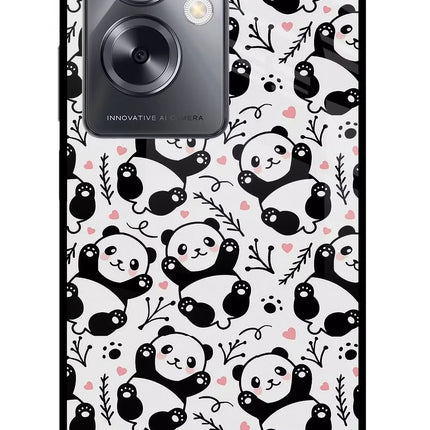 Cute Panda Oppo A79 5G Glass Case Back Cover by Casekaro