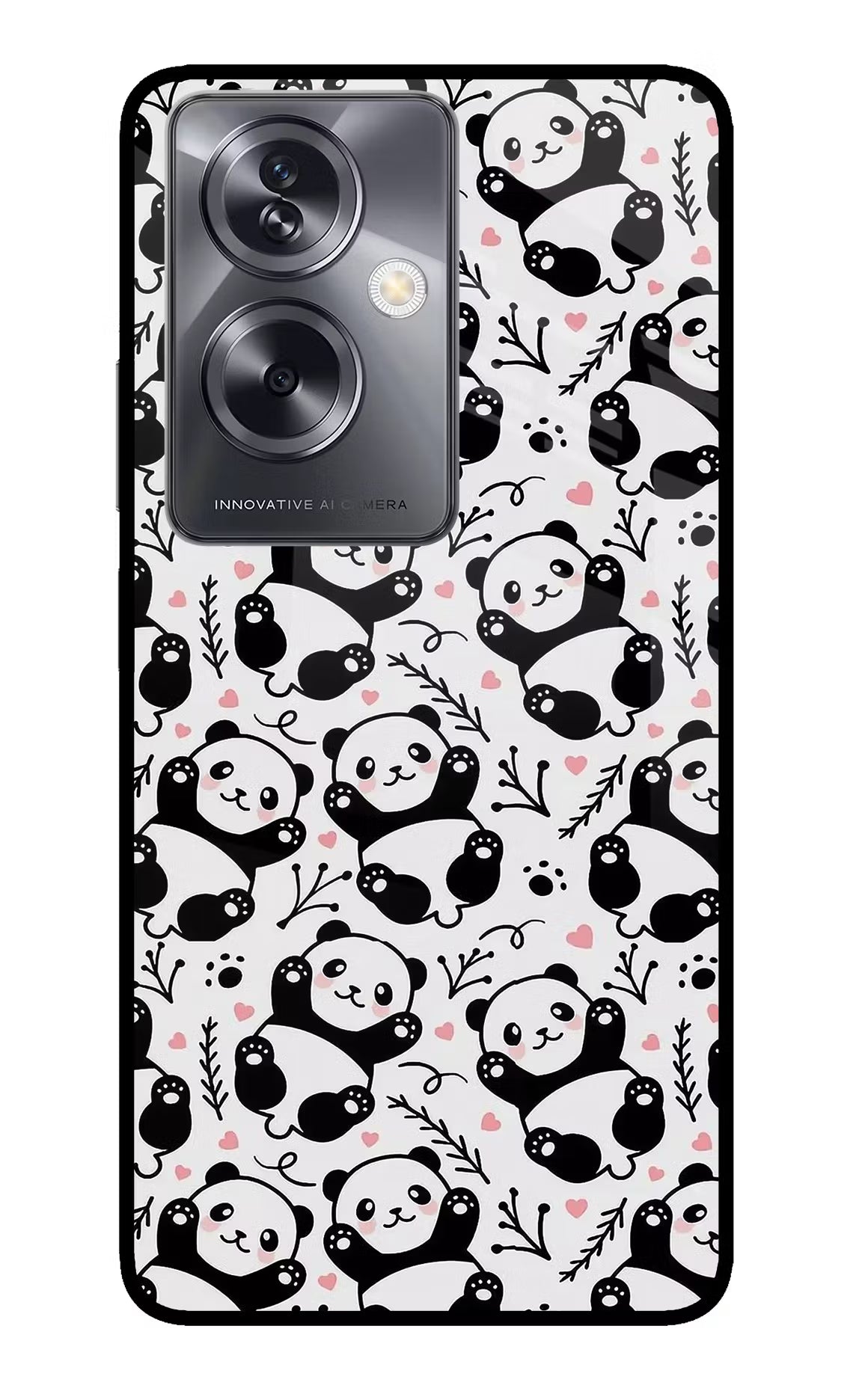 Cute Panda Oppo A79 5G Glass Case Back Cover by Casekaro