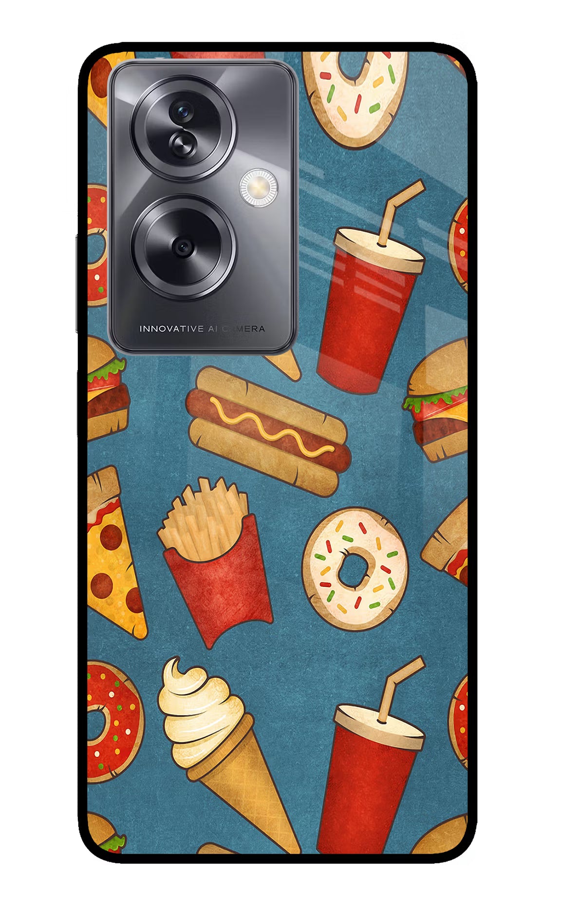 Foodie Oppo A79 5G Glass Case Back Cover by Casekaro