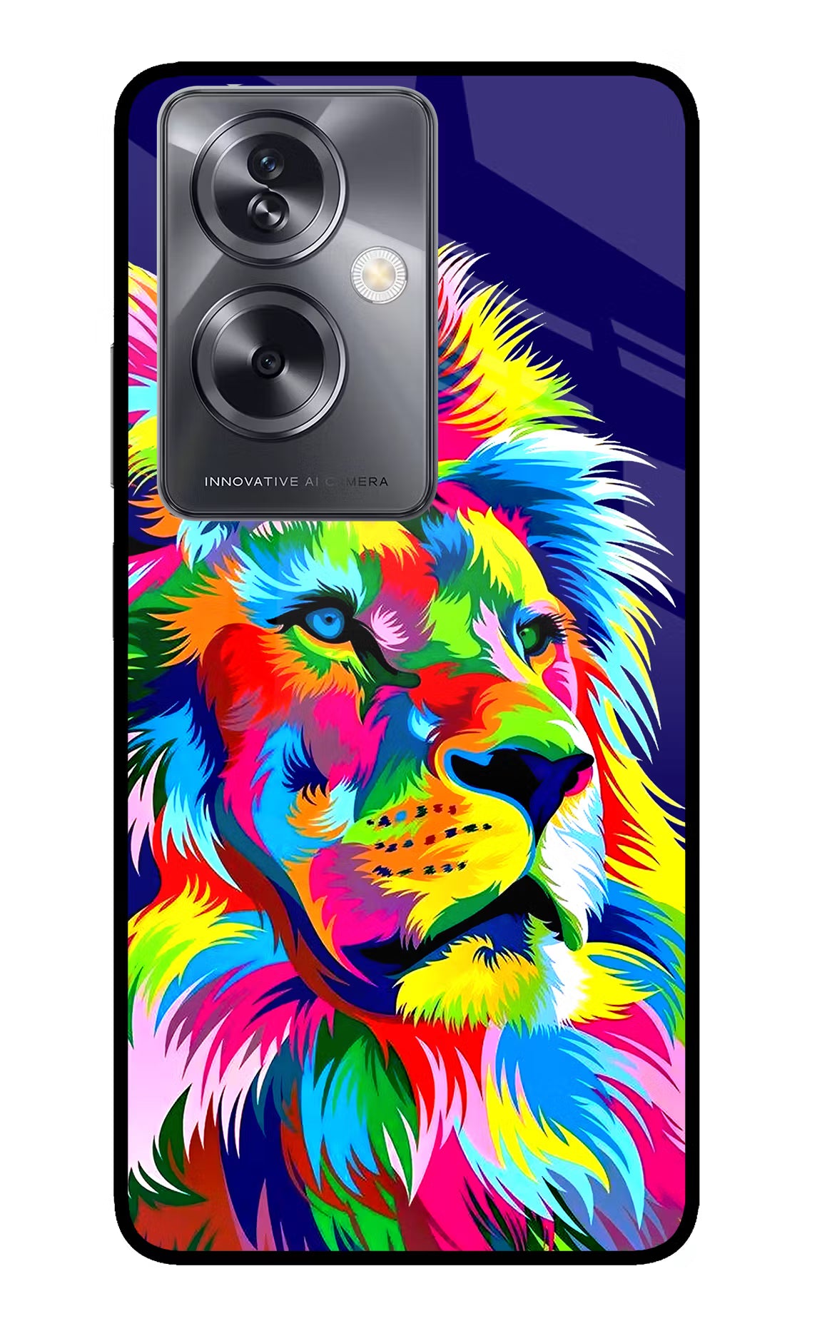 Vector Art Lion Oppo A79 5G Glass Case Back Cover by Casekaro