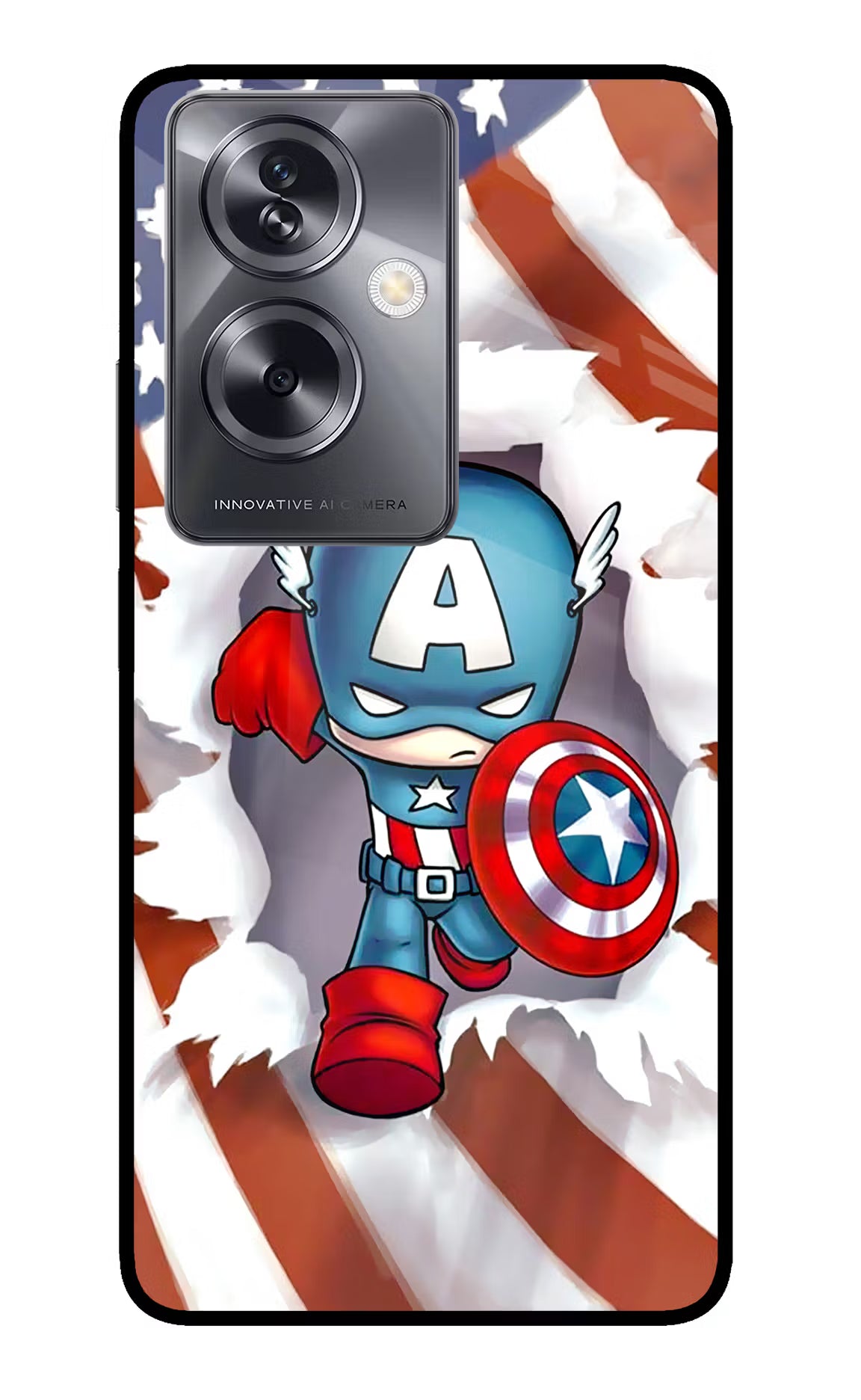 Captain America Oppo A79 5G Glass Case Back Cover by Casekaro