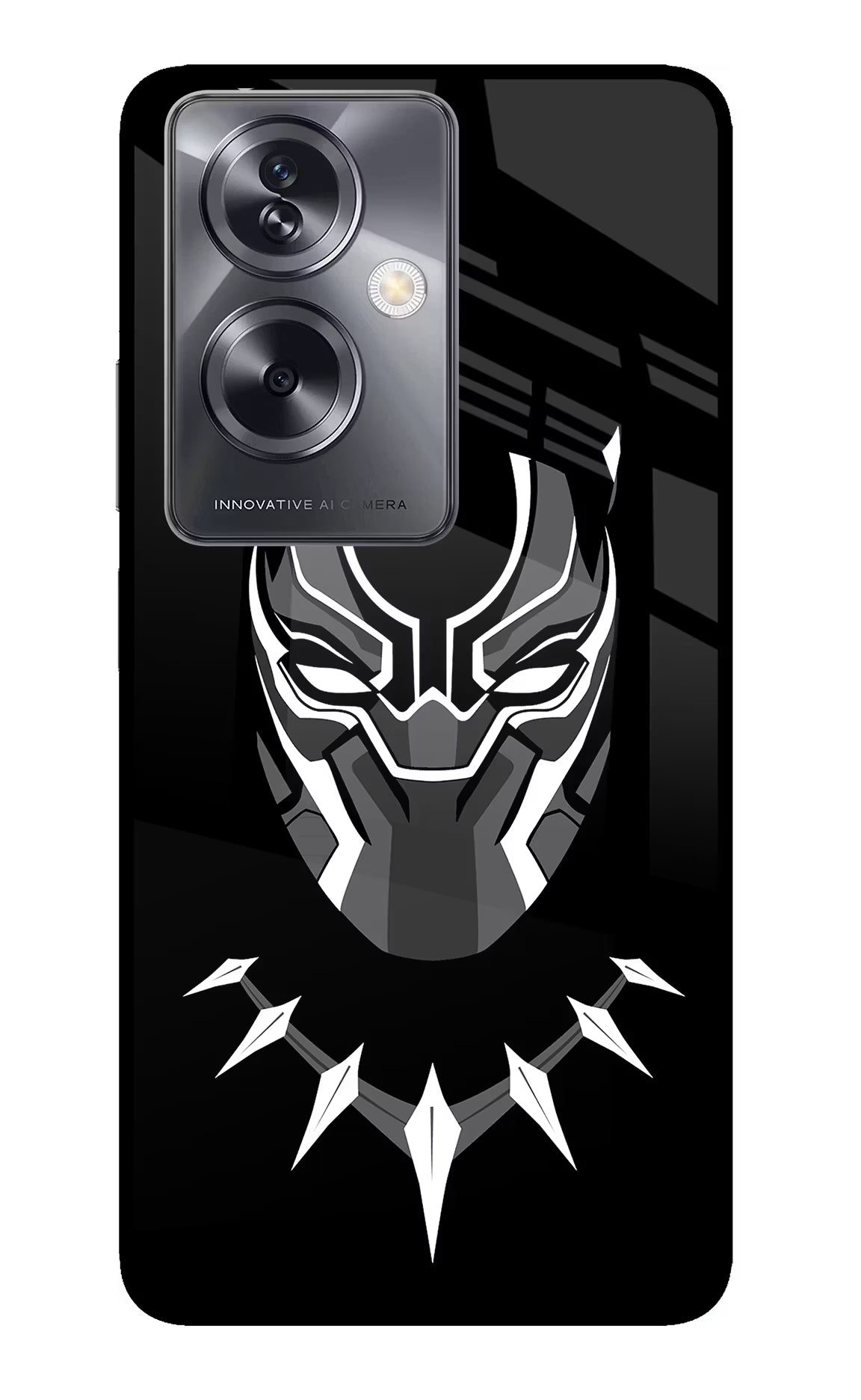 Black Panther Oppo A79 5G Glass Case Back Cover by Casekaro