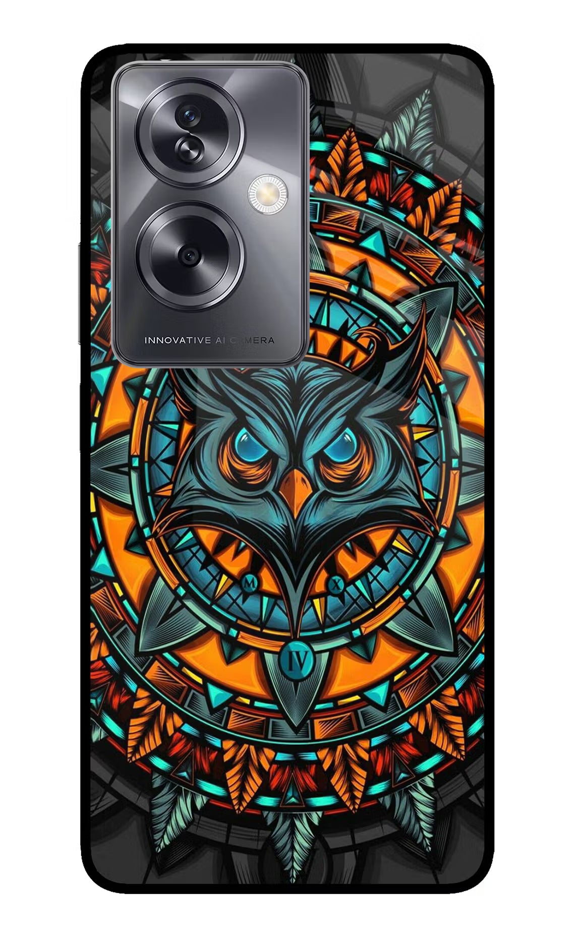 Angry Owl Art Oppo A79 5G Glass Case Back Cover by Casekaro