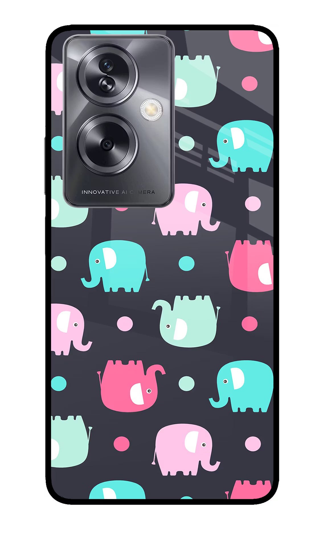 Elephants Oppo A79 5G Glass Case Back Cover by Casekaro