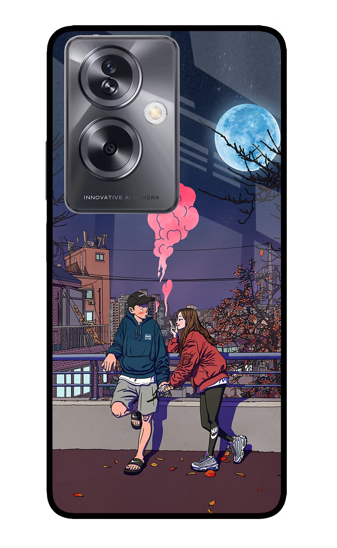 Chilling Couple Oppo A79 5G Glass Case Back Cover by Casekaro