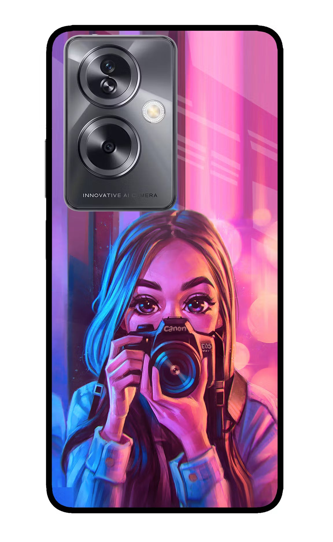 Girl Photographer Oppo A79 5G Glass Case Back Cover by Casekaro