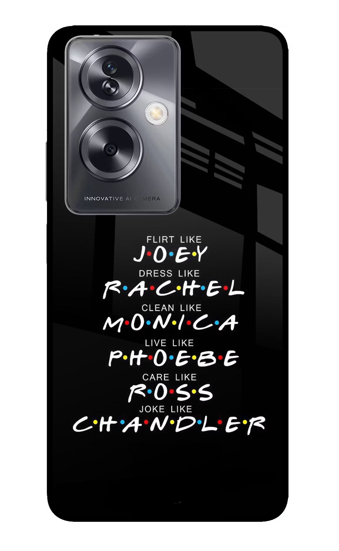 FRIENDS Character Oppo A79 5G Glass Case Back Cover by Casekaro