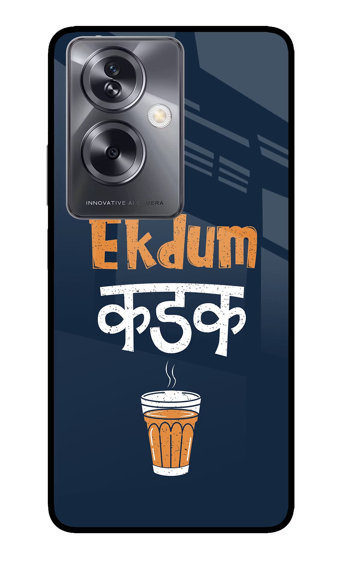 Ekdum Kadak Chai Oppo A79 5G Glass Case Back Cover by Casekaro
