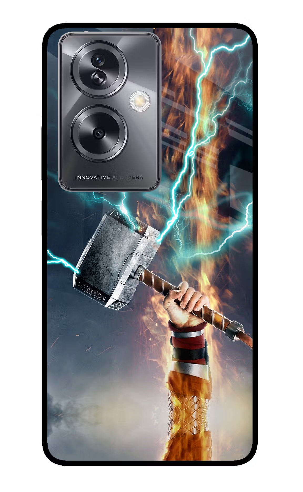 Thor Hammer Mjolnir Oppo A79 5G Glass Case Back Cover by Casekaro