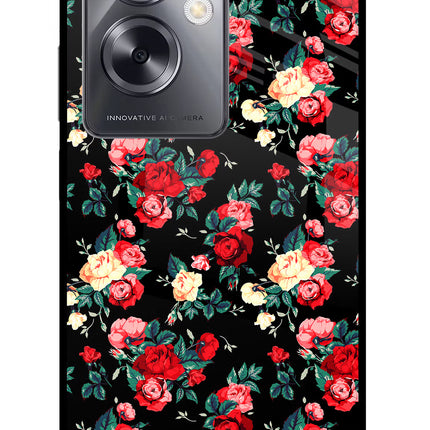 Rose Pattern Oppo A79 5G Glass Case Back Cover by Casekaro