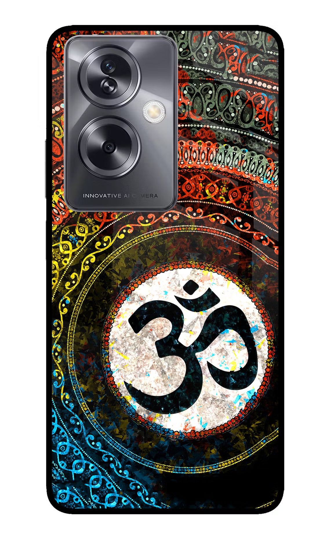 Om Cultural Oppo A79 5G Glass Case Back Cover by Casekaro