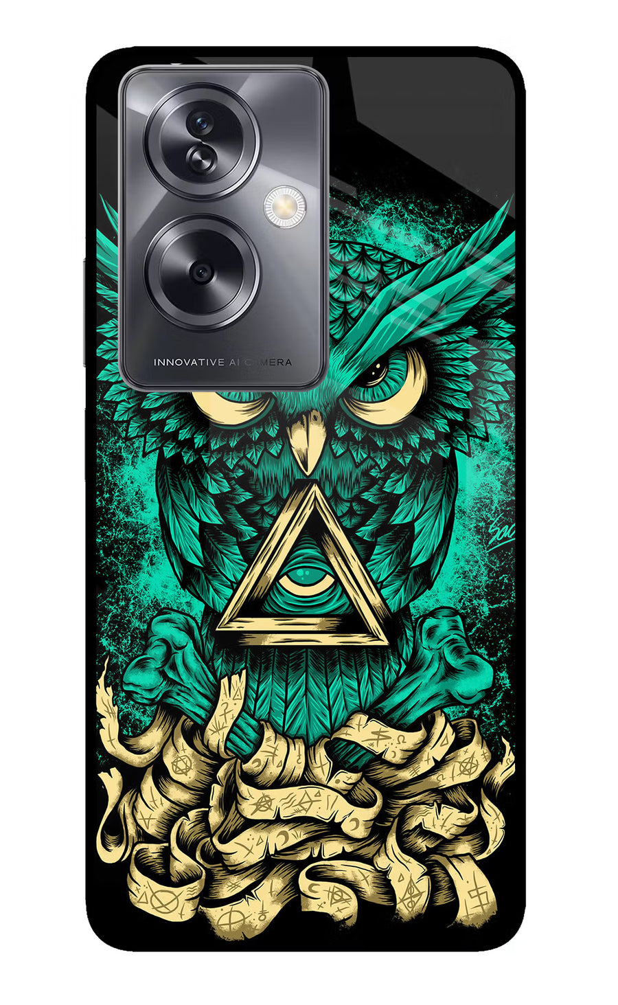 Green Owl Oppo A79 5G Back Cover, Glass case