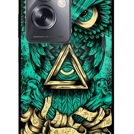 Green Owl Oppo A79 5G Glass Case Back Cover by Casekaro