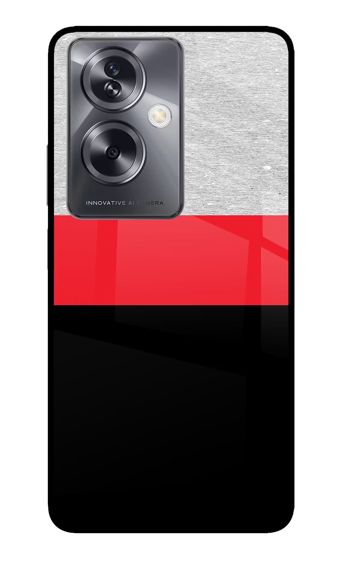 Tri Color Pattern Oppo A79 5G Glass Case Back Cover by Casekaro