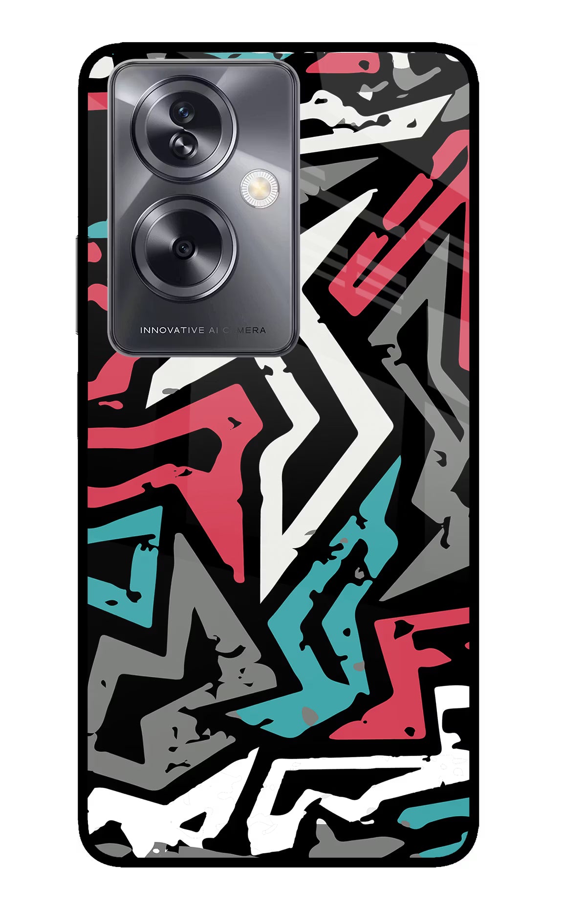 Geometric Graffiti Oppo A79 5G Glass Case Back Cover by Casekaro