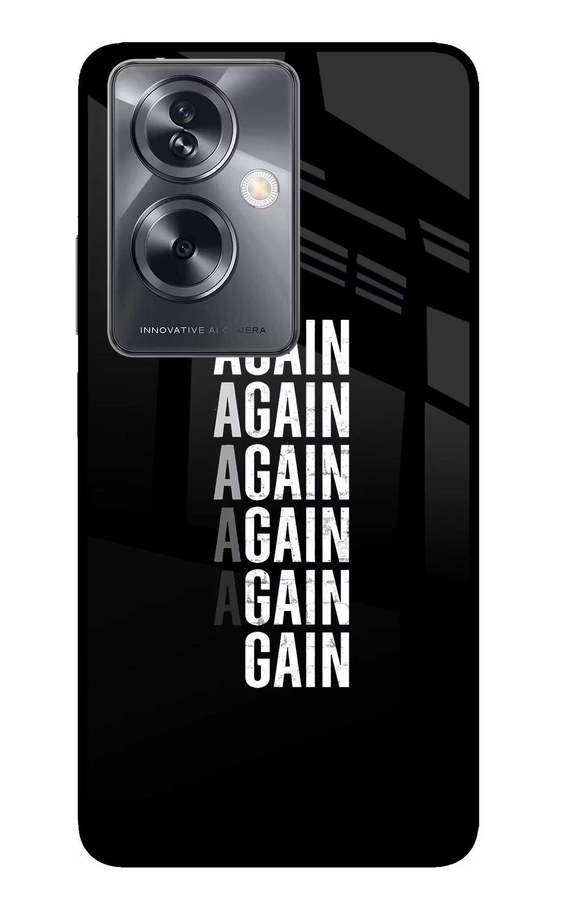 Again Again Gain Oppo A79 5G Glass Case Back Cover by Casekaro