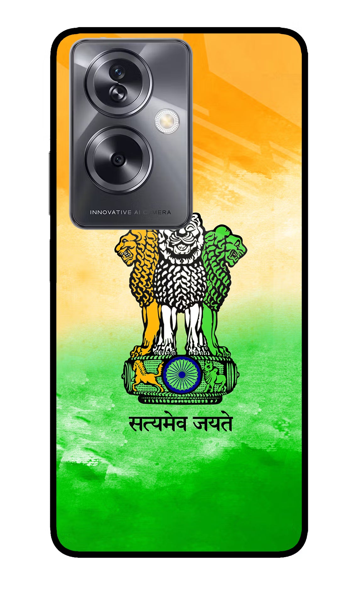 Satyamev Jayate Flag Oppo A79 5G Glass Case Back Cover by Casekaro