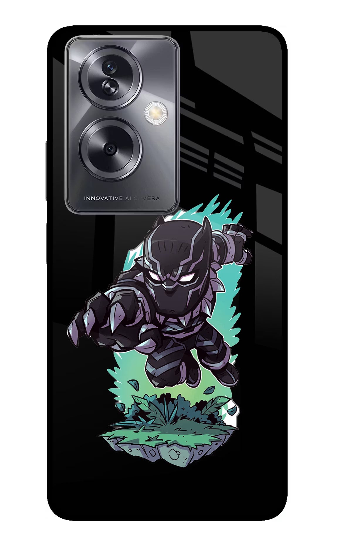 Black Panther Oppo A79 5G Glass Case Back Cover by Casekaro