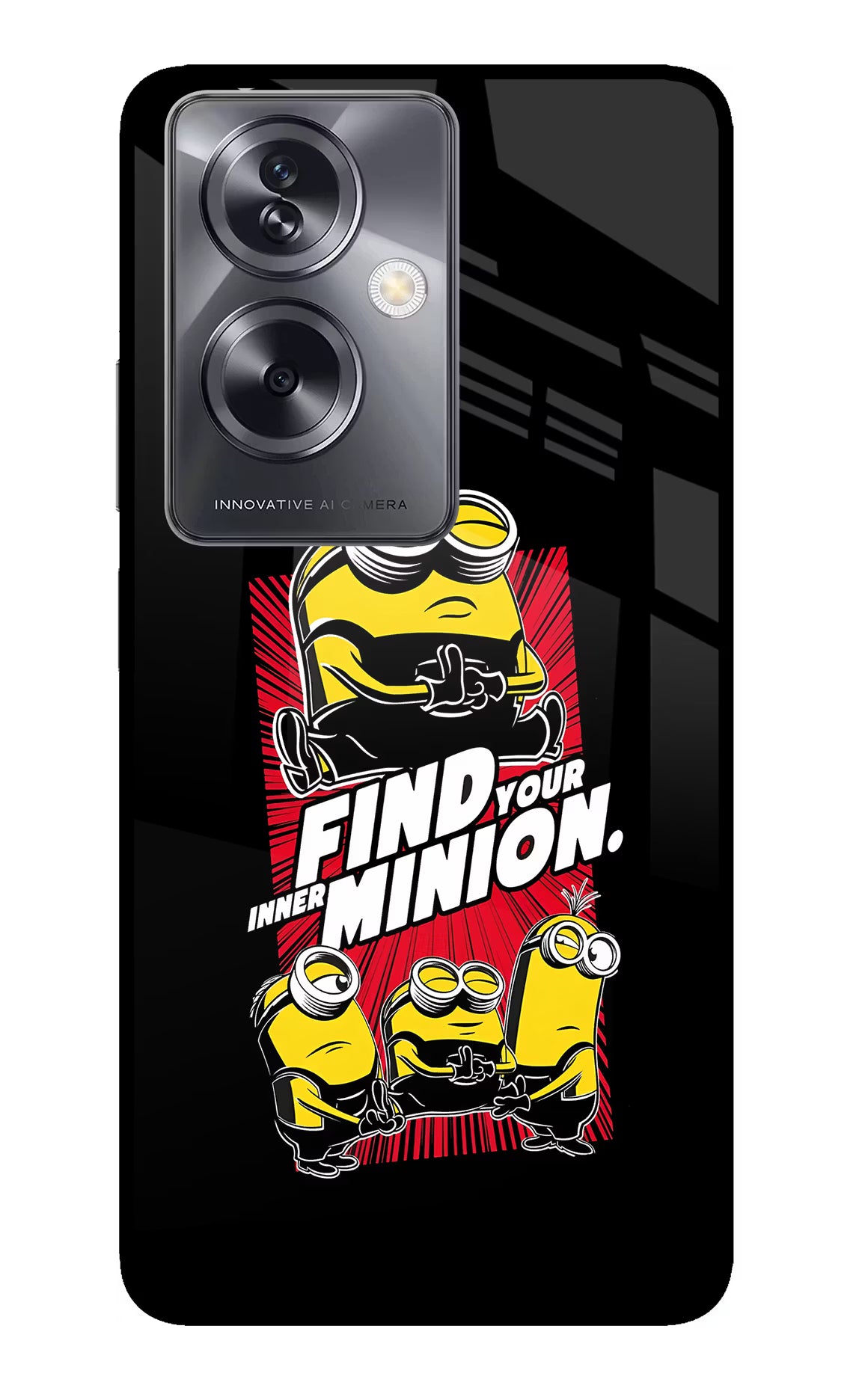 Find your inner Minion Oppo A79 5G Glass Case Back Cover by Casekaro