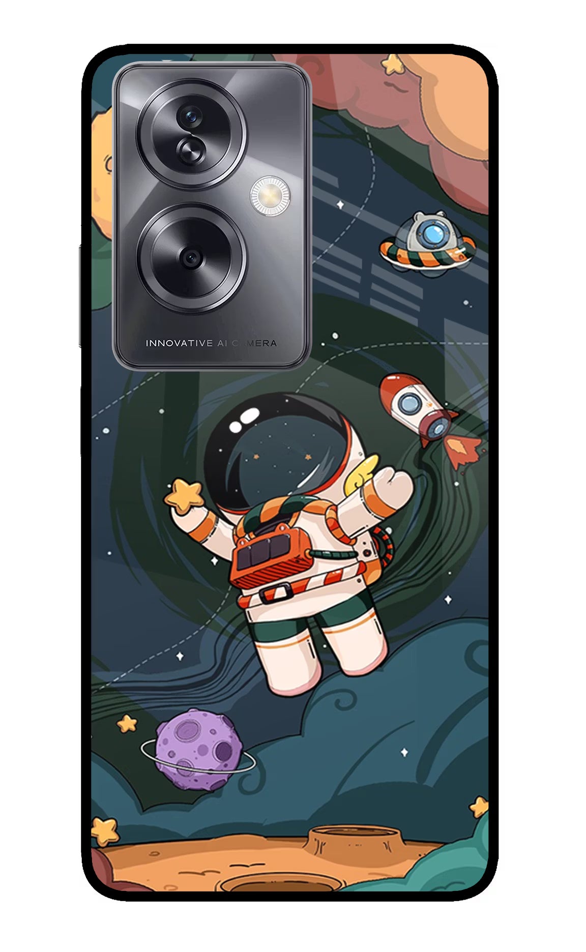 Cartoon Astronaut Oppo A79 5G Glass Case