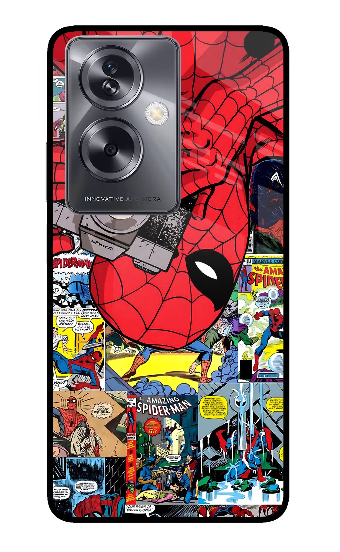 Spider Man Oppo A79 5G Glass Case Back Cover by Casekaro