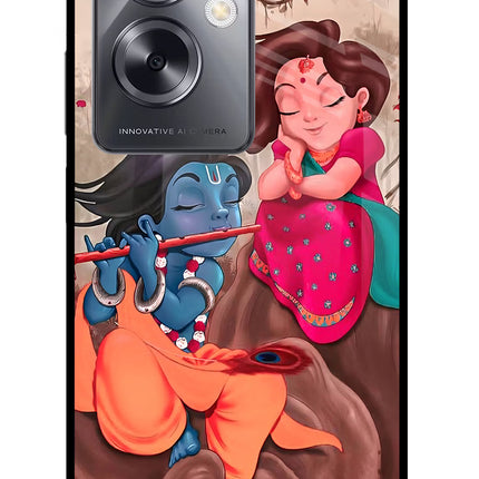 Radhe Krishna Oppo A79 5G Glass Case Back Cover by Casekaro
