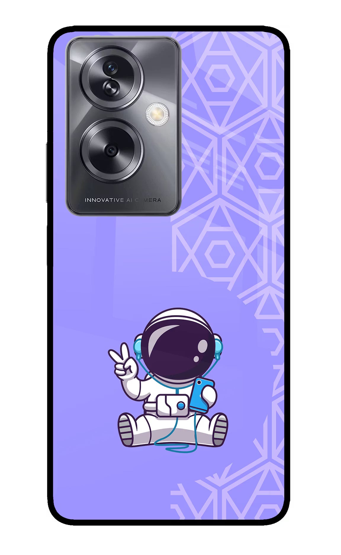 Cute Astronaut Chilling Oppo A79 5G Glass Case Back Cover by Casekaro