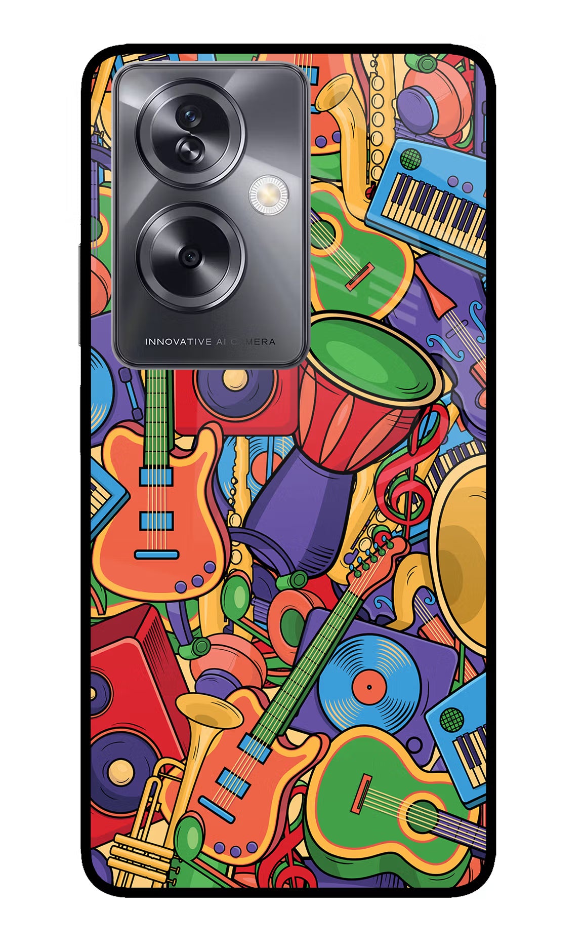 Music Instrument Doodle Oppo A79 5G Glass Case Back Cover by Casekaro