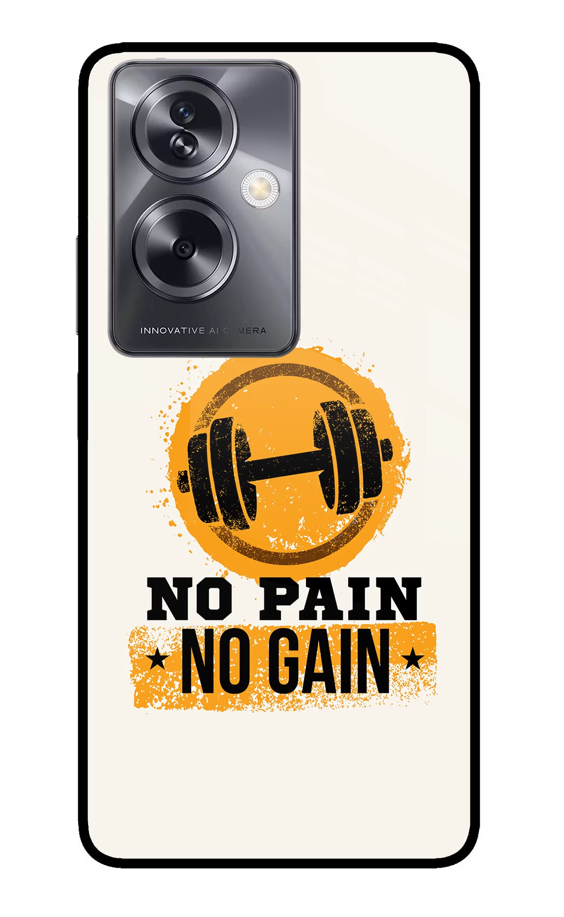 No Pain No Gain Oppo A79 5G Glass Case Back Cover by Casekaro