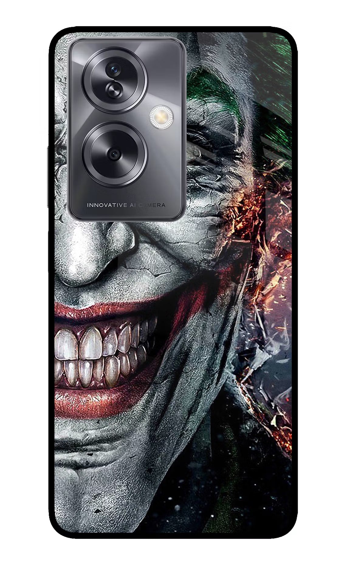 Joker Cam Oppo A79 5G Glass Case Back Cover by Casekaro
