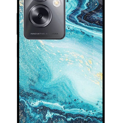Blue Glitter Marble Oppo A79 5G Glass Case