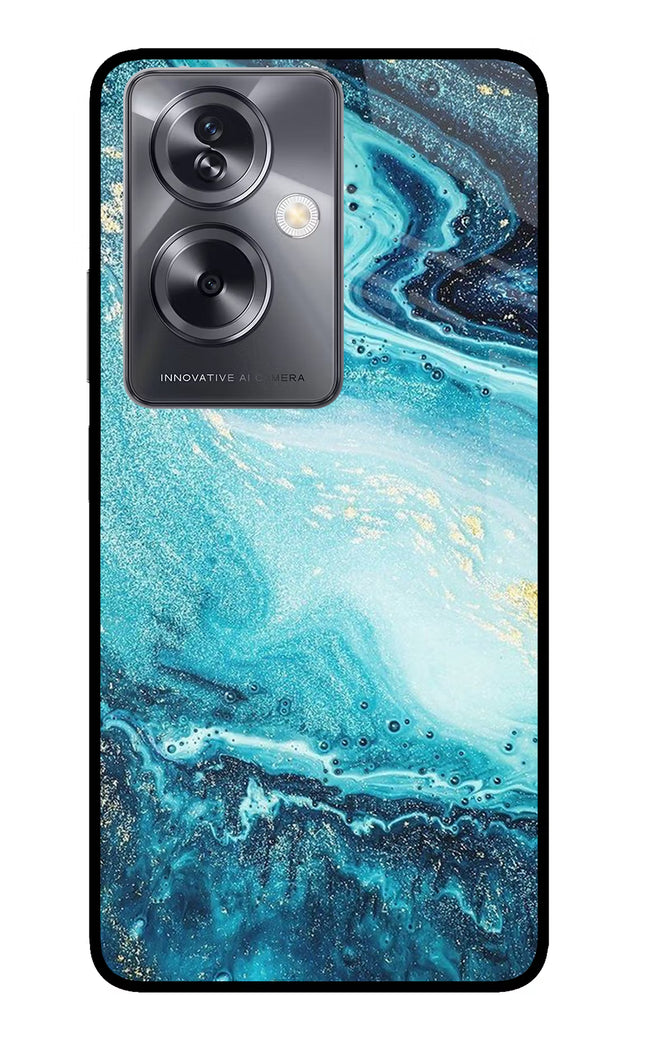 Blue Glitter Marble Oppo A79 5G Glass Case