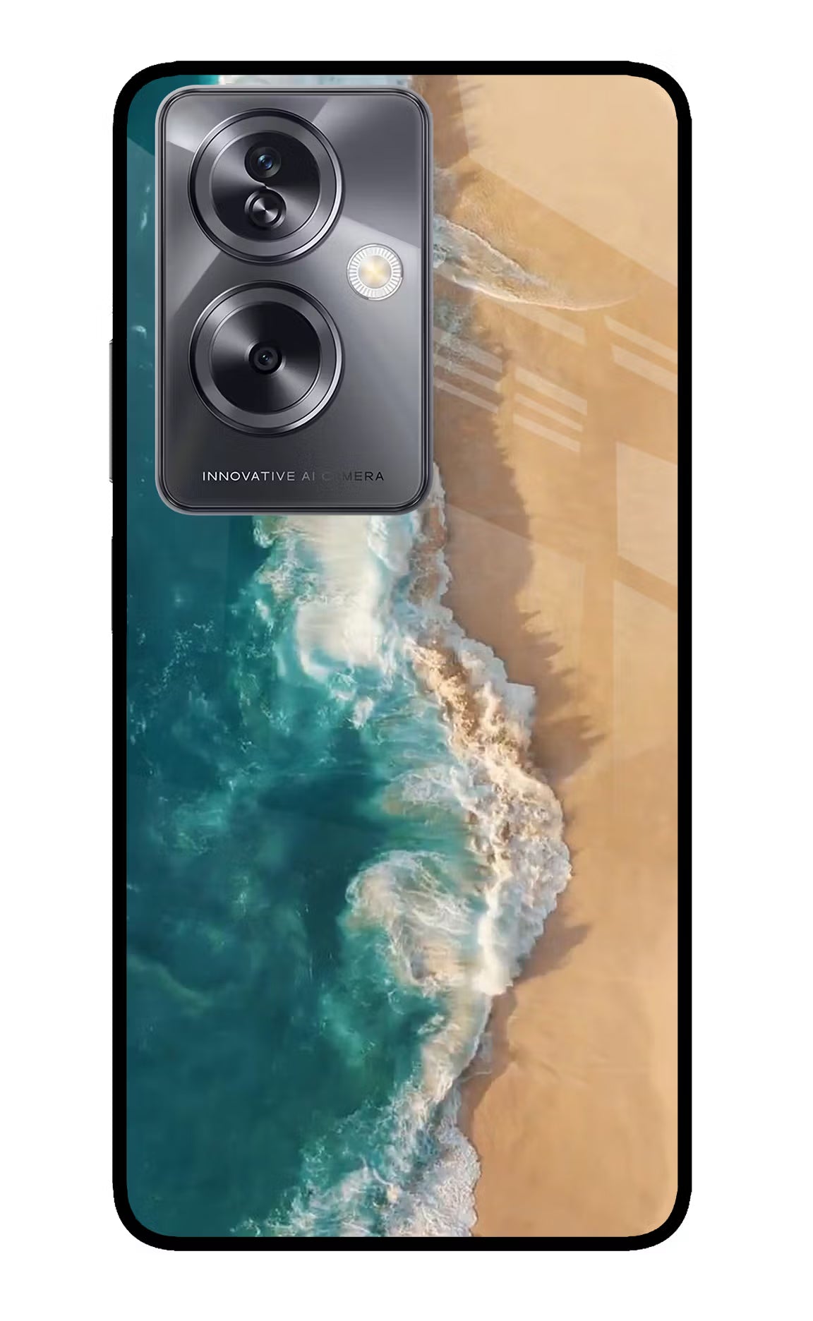 Ocean Beach Oppo A79 5G Glass Case Back Cover by Casekaro
