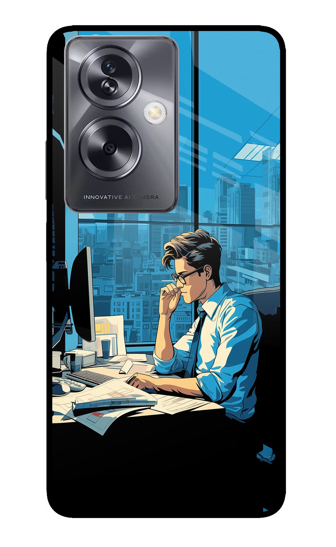 Focused Hustler (AI Generated) Oppo A79 5G Glass Case Back Cover by Casekaro