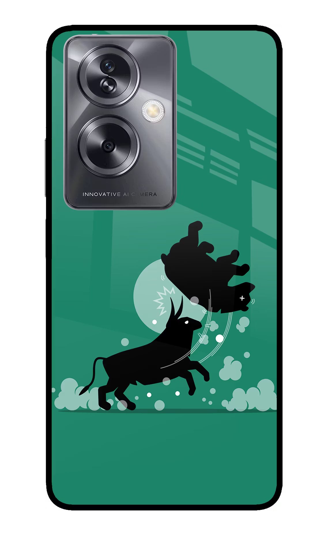 Bull Conqueror Oppo A79 5G Glass Case Back Cover by Casekaro