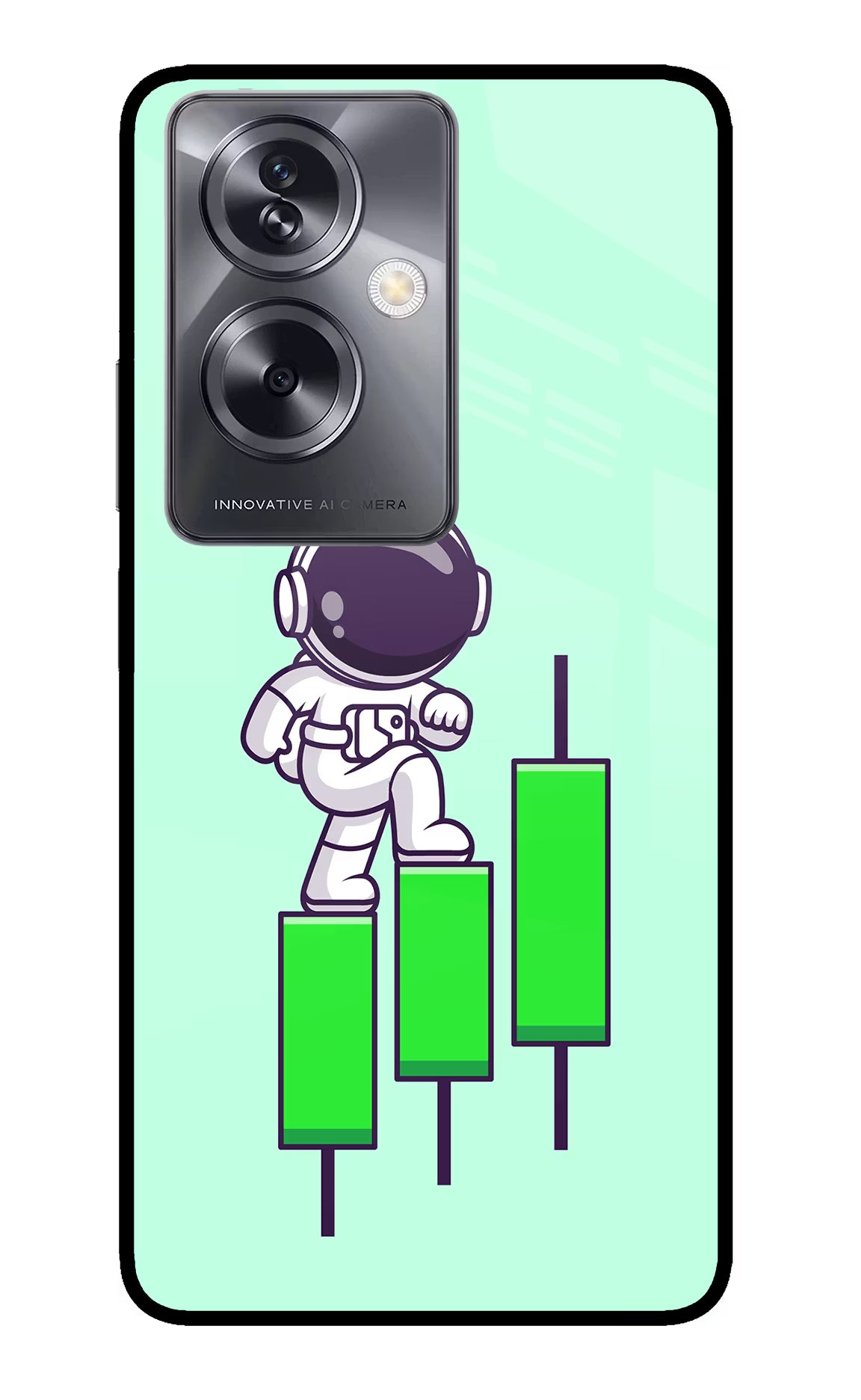 Astronaut Trader Oppo A79 5G Glass Case Back Cover by Casekaro