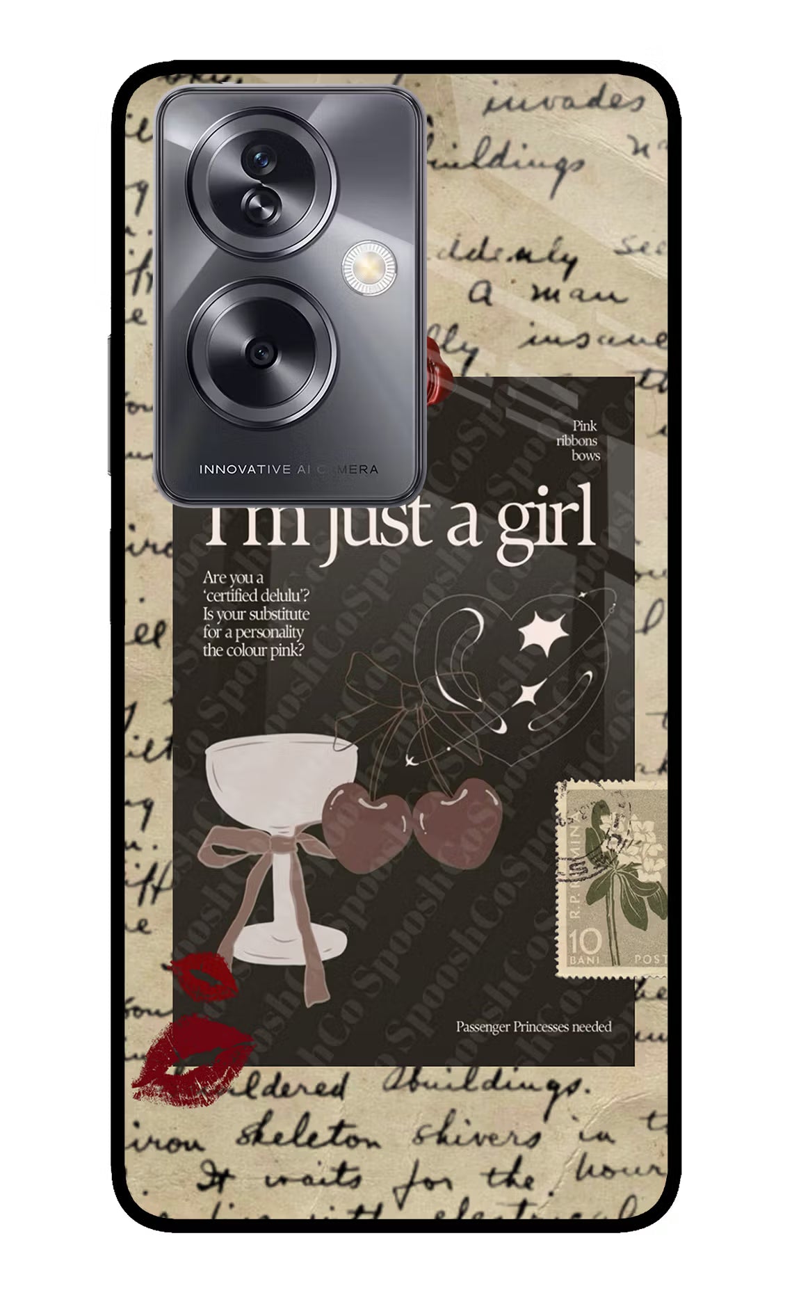 I am just a girl Oppo A79 5G Glass Case Back Cover by Casekaro