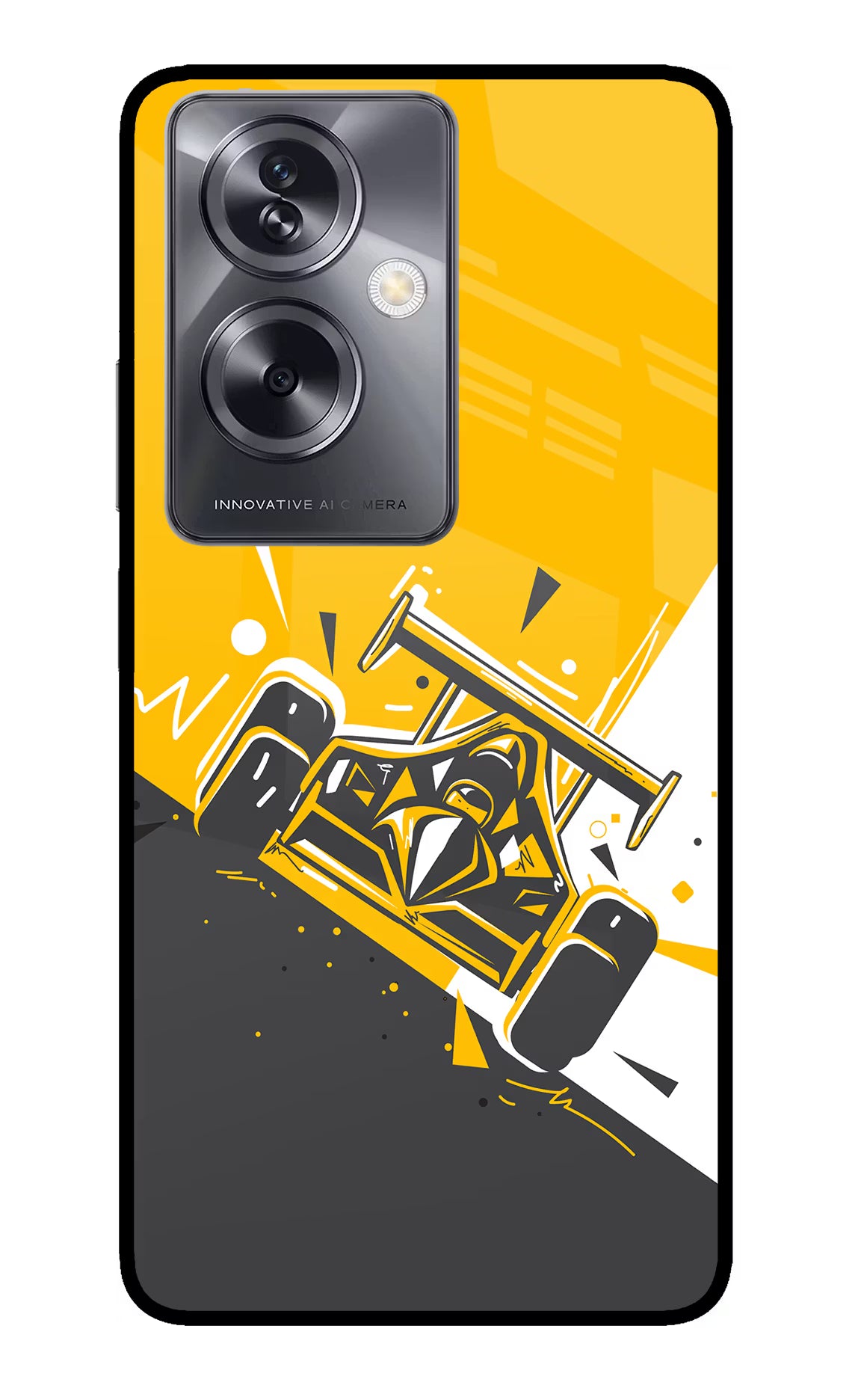 Track King Oppo A79 5G Glass Case Back Cover by Casekaro