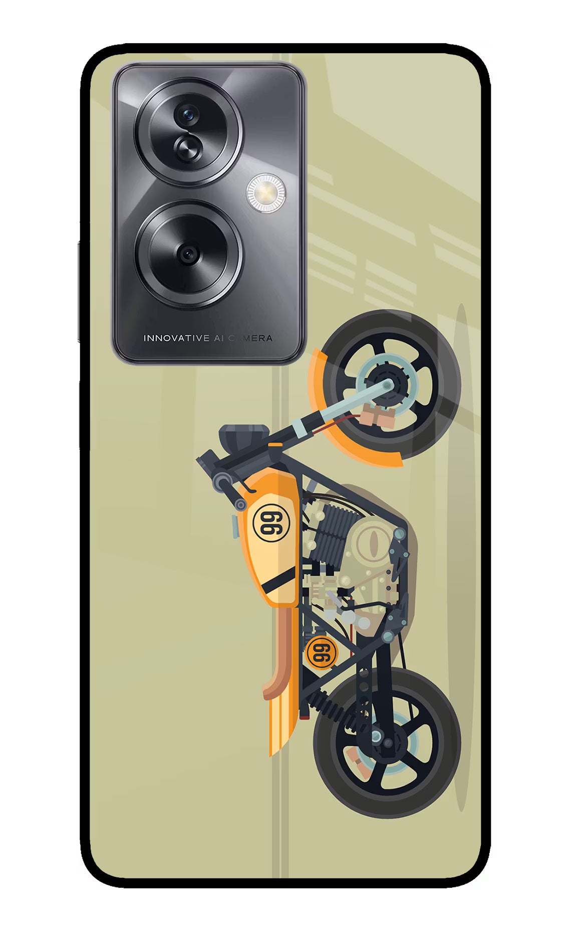 Vertical Speedster Oppo A79 5G Glass Case Back Cover by Casekaro