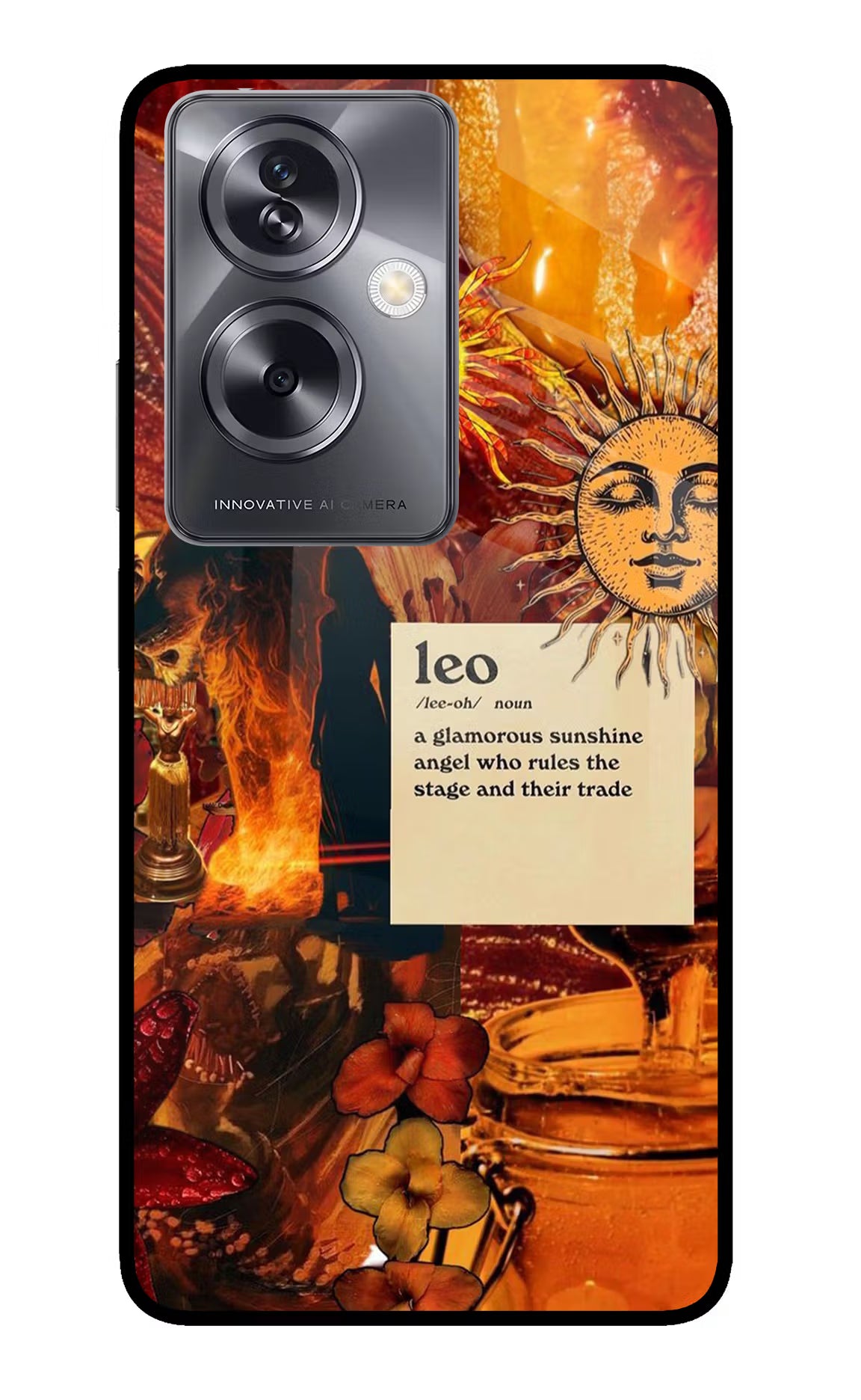 Leo Zodiac Oppo A79 5G Glass Case Back Cover by Casekaro